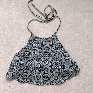 Open back flowy halter crop top
